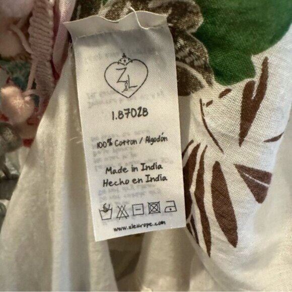 Z&L Europe Floral Print Airy  100% Cotton Pom-Pom Caftan Swim Cover Up sz Small - Picture 13 of 16